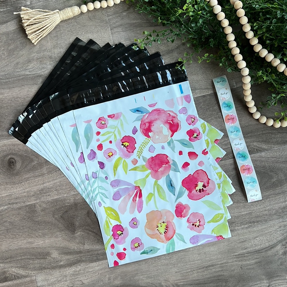 3/$20📦 10 Poly mailers shipping bags- 10x13” - Watercolour floral print